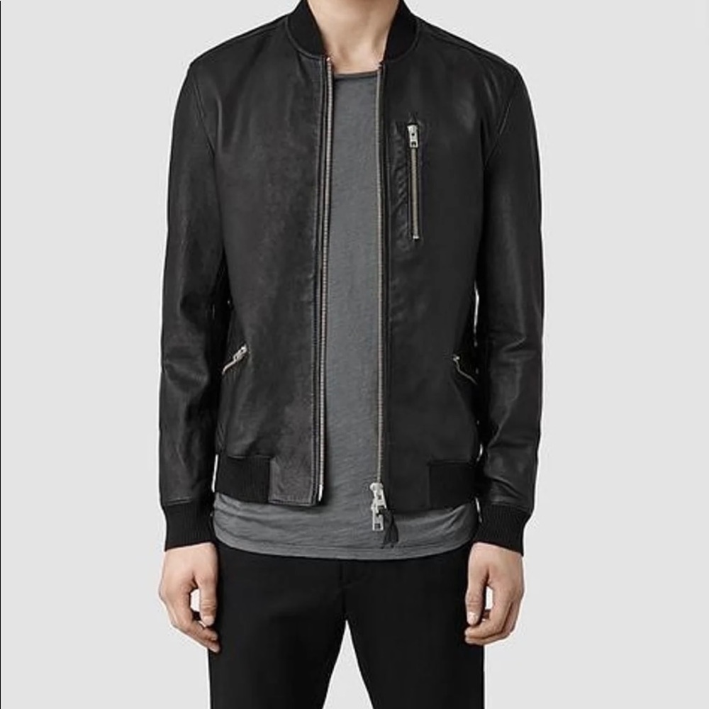 AllSaints Utility Leather Bomber